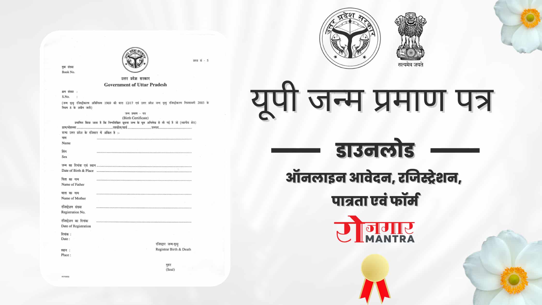 UP Birth Certificate In Hindi